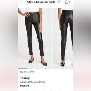 Theory Women's Sleek Black Leather Pants